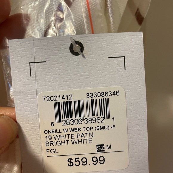 NWT O’Neil white blouse with brown stripes - Picture 2 of 4